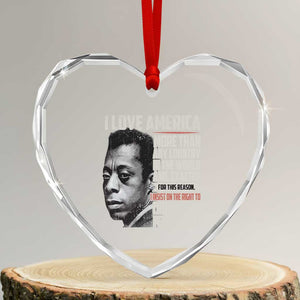 James Baldwin American Patriotic Heart Crystal Glass Ornament I Love America More Than Any Country TS02 Transparent Glass 3'' Heart Print Your Wear