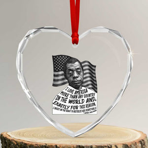 James Baldwin American Patriotic Heart Crystal Glass Ornament I Love America More Than Any Country American Flag TS02 Transparent Glass 3'' Heart Print Your Wear