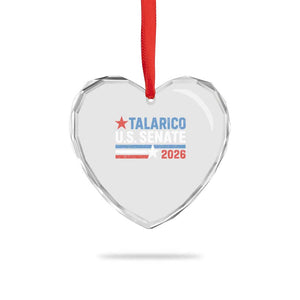 James Talarico US Senate 2026 Heart Crystal Glass Ornament Texas Senate Race Stars and Stripes