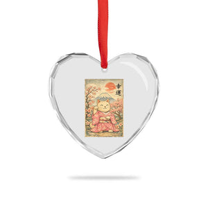 Japanese Anime Maneki Neko Heart Crystal Glass Ornament Kawaii Waving Cat Good Luck Kanji TS12 Print Your Wear