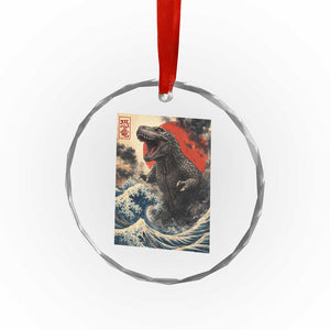 Japanese Dinosaur Crystal Glass Ornament Vintage Great Wave Monster Epic Giant Monster Ukiyo-e Style TS10 Print Your Wear