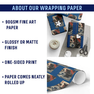 Japanese Dinosaur Wrapping Paper Roll Vintage Great Wave Monster Epic Giant Monster Ukiyo-e Style TS10 Print Your Wear