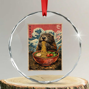 Japanese Groundhog Ramen Noodles Crystal Glass Ornament Funny Kawaii Anime TS10 Transparent Glass 3'' Circle Print Your Wear
