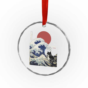 Japanese Kawaii Anime Cat Crystal Glass Ornament Funny Surfing Cat Bruh Retro The Great Wave Kanagawa TS10 Print Your Wear