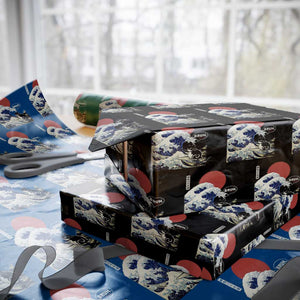 Japanese Kawaii Anime Cat Wrapping Paper Roll Funny Surfing Cat Bruh Retro The Great Wave Kanagawa TS10 Black Print Your Wear