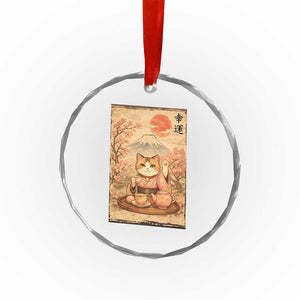 Japanese Maneki Neko Drinking Tea Kawaii Lucky Cat Crystal Glass Ornament TS12 Print Your Wear