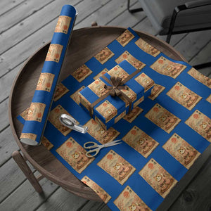 Japanese Maneki Neko Drinking Tea Kawaii Lucky Cat Wrapping Paper Roll TS12 Blue Print Your Wear