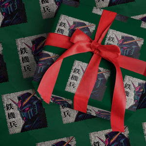 Japanese Mecha Robot Wrapping Paper Roll Samurai Inspired Futuristic Kanji Design TS10 Green Print Your Wear