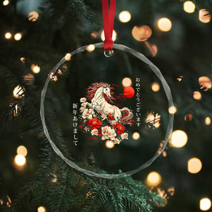 Japanese New Year 2026 Crystal Glass Ornament Year Of The Horse Botan Flower TS11 Print Your Wear