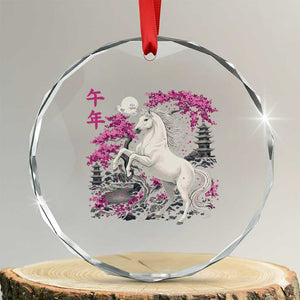 Japanese New Year 2026 Crystal Glass Ornament Year Of The Horse Sakura Cherry Blossom Shrine TS11 Transparent Glass 3'' Circle Print Your Wear