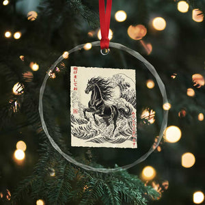 Japanese New Year 2026 Crystal Glass Ornament Year Of The Horse Tsunami Ukiyo e Art TS11 Print Your Wear
