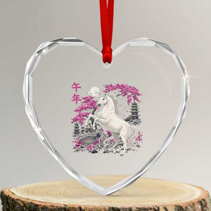 Japanese New Year 2026 Heart Crystal Glass Ornament Year Of The Horse Sakura Cherry Blossom Shrine TS11 Transparent Glass 3'' Heart Print Your Wear