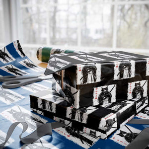 Japanese Samurai Cat Wrapping Paper Roll Retro Vintage Ukiyo-e Warrior Art Graphic TS02 Black Print Your Wear