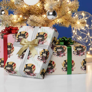 Japanese Samurai Cat Wrapping Paper Roll Ancient Ninja Kitten Warrior Tattoo Kawaii Otaku Retro TS02 Print Your Wear