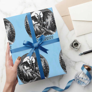 Jersey Devil Playing Dart Wrapping Paper Roll Gothic Horror Gift Pine Barrens New Jersey TS12 Light Blue Print Your Wear
