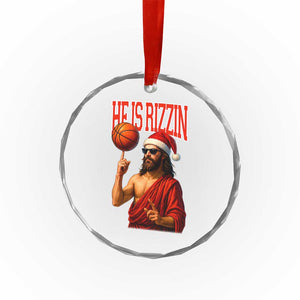 Jesus Basketball Christmas Crystal Glass Ornament He Is Rizzin TS14 Print Your Wear