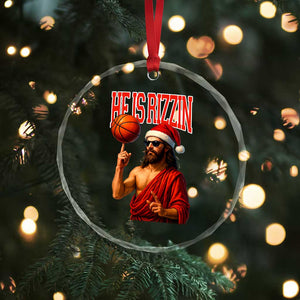 Jesus Basketball Christmas Crystal Glass Ornament He Is Rizzin TS14 Print Your Wear