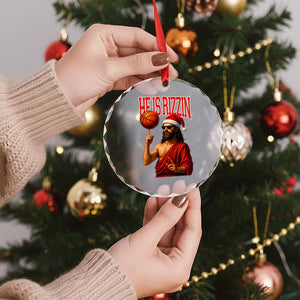 Jesus Basketball Christmas Crystal Glass Ornament He Is Rizzin TS14 Print Your Wear