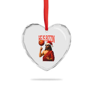 Jesus Basketball Christmas Heart Crystal Glass Ornament He Is Rizzin TS14 Print Your Wear