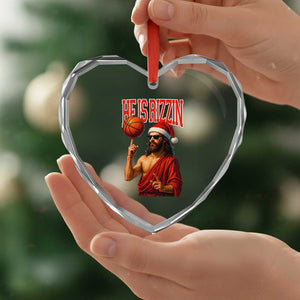 Jesus Basketball Christmas Heart Crystal Glass Ornament He Is Rizzin TS14 Print Your Wear