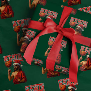 Jesus Basketball Christmas Wrapping Paper Roll He Is Rizzin TS14 Green Print Your Wear