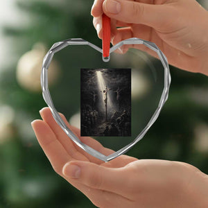 Jesus Christ Crucifixion Scene Religious Christian Easter Heart Crystal Glass Ornament TS11 Print Your Wear