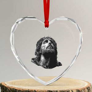 Jesus Christ Religious Christian Faith Crown Of Thorns Heart Crystal Glass Ornament TS11 Transparent Glass 3'' Heart Print Your Wear