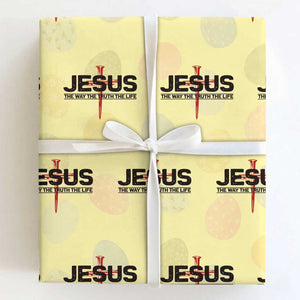Jesus Christ Wrapping Paper Roll The Way Truth Life Cross Nails Faith In God Christian TS10 Light Yellow Print Your Wear