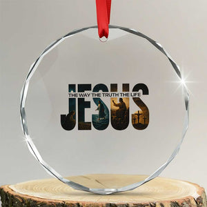 Jesus Christian Bible Crystal Glass Ornament The Way The Truth The Life TS14 Transparent Glass 3'' Circle Print Your Wear