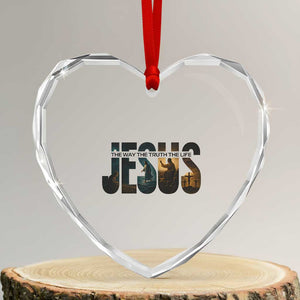 Jesus Christian Bible Heart Crystal Glass Ornament The Way The Truth The Life TS14 Transparent Glass 3'' Heart Print Your Wear