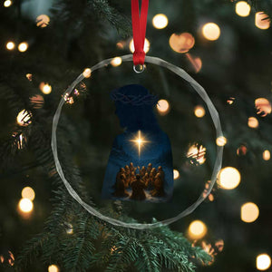 Jesus Christian Christmas Crystal Glass Ornament Christian Saints Praying Under The Star of Bethlehem TS14 Print Your Wear