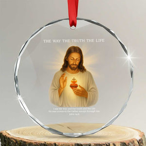 Jesus Christian Christmas Crystal Glass Ornament Cross Bible Verse Inspirational TS14 Transparent Glass 3'' Circle Print Your Wear