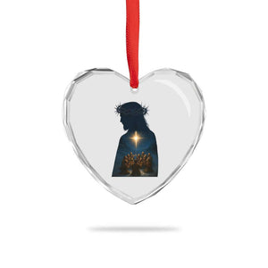 Jesus Christian Christmas Heart Crystal Glass Ornament Christian Saints Praying Under The Star of Bethlehem TS14 Print Your Wear