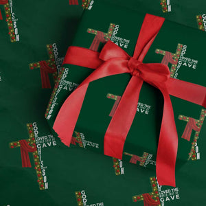 Jesus Christian Christmas Wrapping Paper Roll God So Loved The World That He Gave His Only Son TS14 Green Print Your Wear