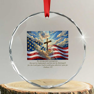Jesus Christian Crystal Glass Ornament American Flag Religious Cross Bible Verse Faith Inspirational TS14 Transparent Glass 3'' Circle Print Your Wear