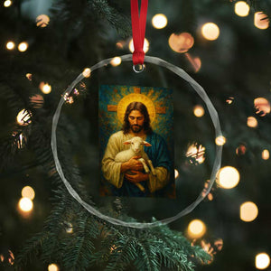 Jesus Christian Crystal Glass Ornament Hug Lamb Faith Easter TS14 Print Your Wear