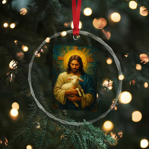 Jesus Christian Crystal Glass Ornament Hug Lamb Faith Easter TS14 Print Your Wear