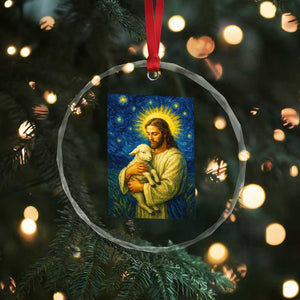 Jesus Christian Crystal Glass Ornament Hug Lamb Starry Night Van Gogh TS14 Print Your Wear