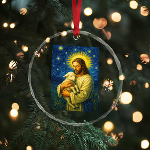 Jesus Christian Crystal Glass Ornament Hug Lamb Starry Night Van Gogh TS14 Print Your Wear