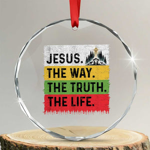 Jesus Christian Crystal Glass Ornament The Way The Truth The Life Nativity Scene TS14 Transparent Glass 3'' Circle Print Your Wear