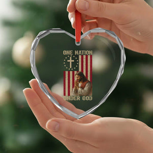 Jesus Christian Heart Crystal Glass Ornament One Nation Under God TS14 Print Your Wear