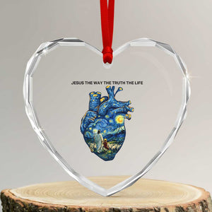 Jesus Christian Starry Night Heart Crystal Glass Ornament The Way The Truth The Life TS14 Transparent Glass 3'' Heart Print Your Wear