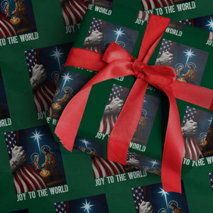 Jesus Christian Wrapping Paper Roll American Flag Joy To The World Christmas TS14 Green Print Your Wear