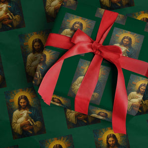 Jesus Christian Wrapping Paper Roll Hug Lamb Faith Easter TS14 Green Print Your Wear