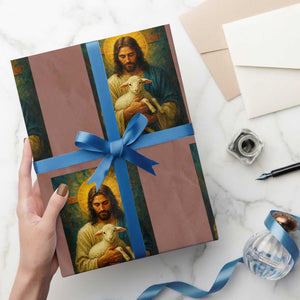 Jesus Christian Wrapping Paper Roll Hug Lamb Faith Easter TS14 Mocha Print Your Wear