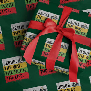 Jesus Christian Wrapping Paper Roll The Way The Truth The Life Nativity Scene TS14 Green Print Your Wear