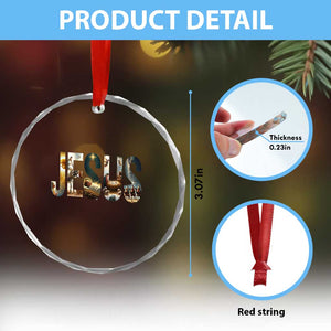 Jesus Christmas Crystal Glass Ornament Nativity Holy Night Christian Faith TS14 Print Your Wear