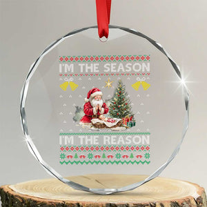 Jesus Christmas Crystal Glass Ornament Santa With Jesus Baby Reason Xmas TS14 Transparent Glass 3'' Circle Print Your Wear