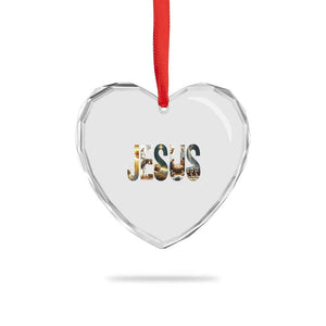 Jesus Christmas Heart Crystal Glass Ornament Nativity Holy Night Christian Faith TS14 Print Your Wear