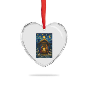 Jesus Christmas Heart Crystal Glass Ornament Starry Night Nativity Scene Xmas TS14 Print Your Wear